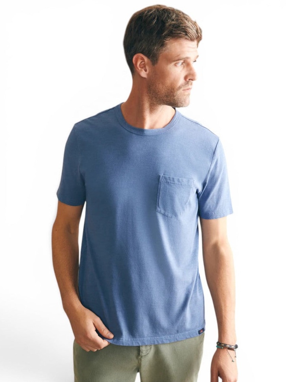 Faherty Sunwashed Pocket Tee Blue Horizon Organic Cotton Men’s Small